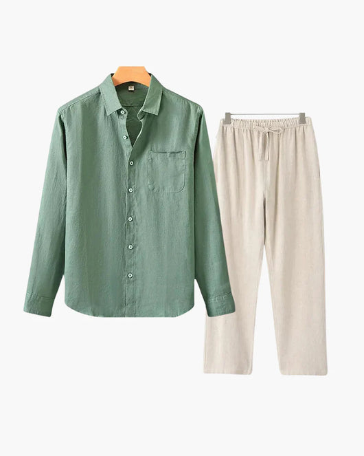Conjunto de lino Old Money — manga larga